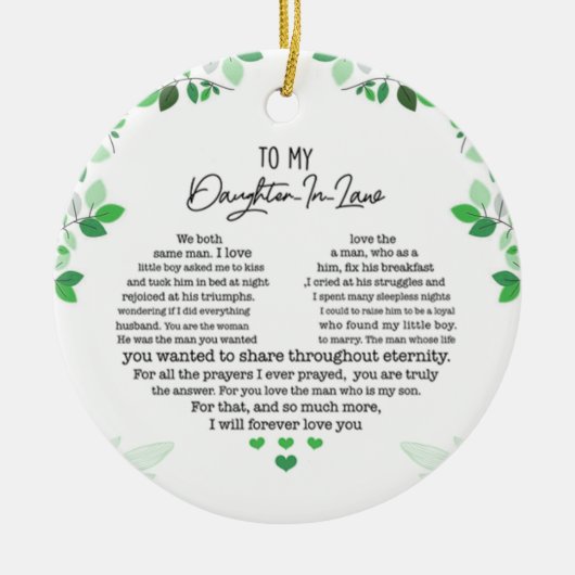 Naar mijn schoondochter keramisch ornament (Voorkant)