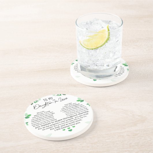 Naar mijn schoondochter zandsteen onderzetter (Zijkant)