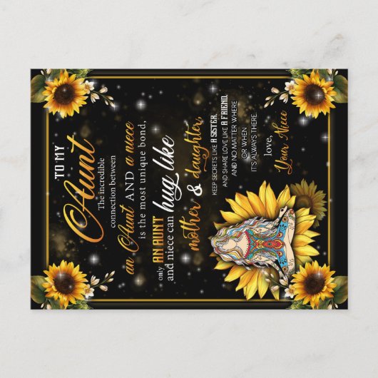 Naar mijn tante Gift, Cute Sunflower Gift van Niec Aankondigingskaart (Voorkant)