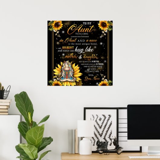 Naar mijn tante Gift, Cute Sunflower Gift van Niec Poster (Thuiskantoor)