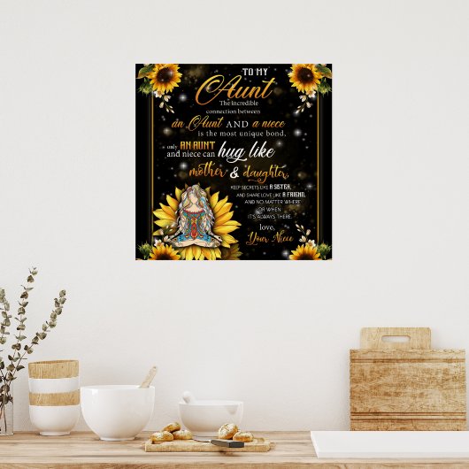 Naar mijn tante Gift, Cute Sunflower Gift van Niec Poster (Keuken)