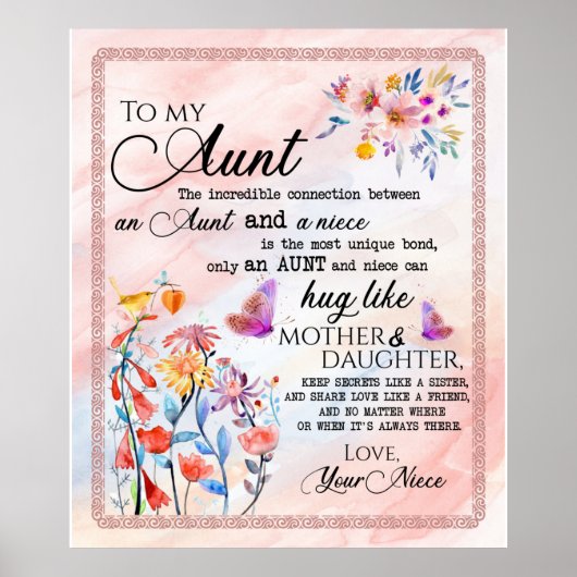 Naar mijn tante van Niece Flower Lover Gift Poster (Voorkant)