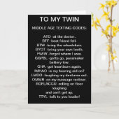 NAAR MIJN *TWIN* MIDDELBARE LEEFTIJD SMS VERJAARDA KAART (Gele Bloem)