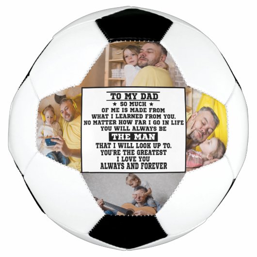 Naar mijn vader Custom vaderdag cadeau met 4 foto' Voetbal (Voorkant)