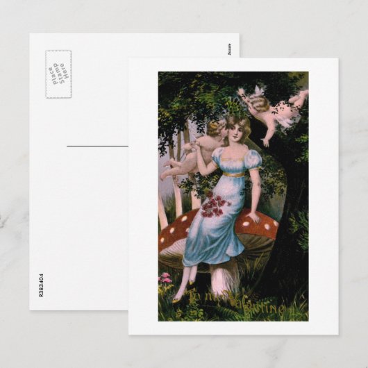 Naar mijn Valentijn 1914 Vintage Feestdagenkaart (Voorkant / Achterkant)