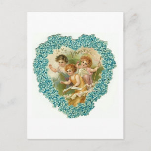 Naar mijn Valentijn blauw Floral hart Feestdagenkaart