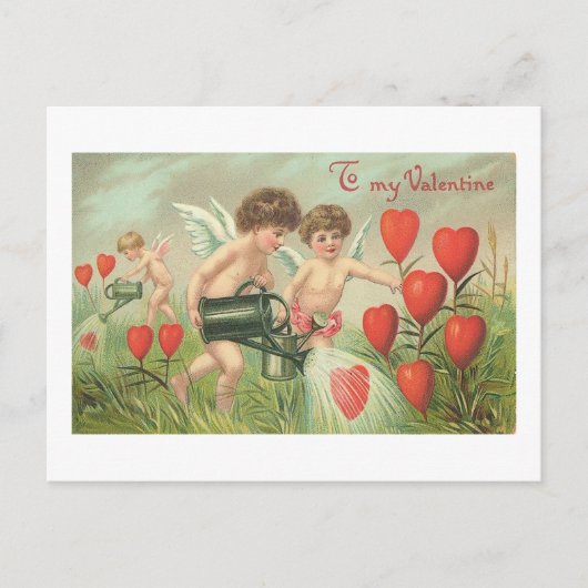 Naar mijn Valentijn Cherubs met hart Feestdagenkaart (Voorkant)