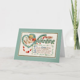 Naar mijn Valentijn Cupid Floral Green Wenskaart Feestdagen Kaart