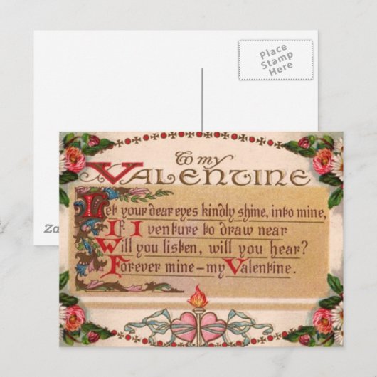  - naar mijn Valentijn - gedicht Feestdagenkaart (Voorkant / Achterkant)