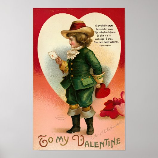 Naar mijn Valentijn  Victoriaans Valentijnsdag Poster (Voorkant)