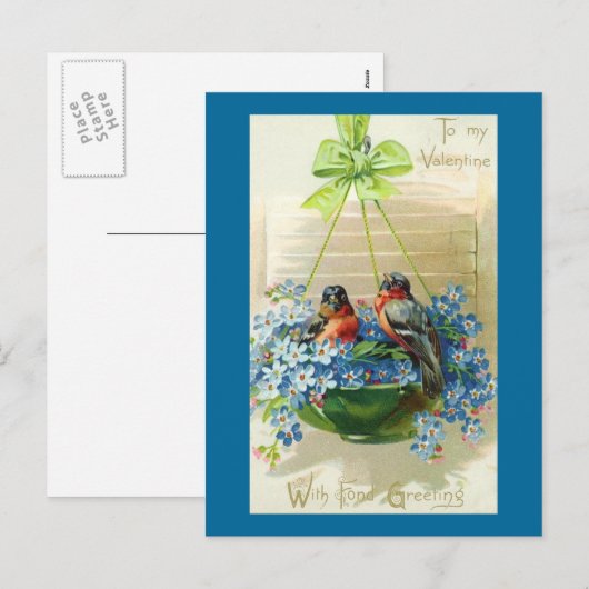 Naar mijn Valentijn vogels in bloemen Feestdagenkaart (Voorkant / Achterkant)