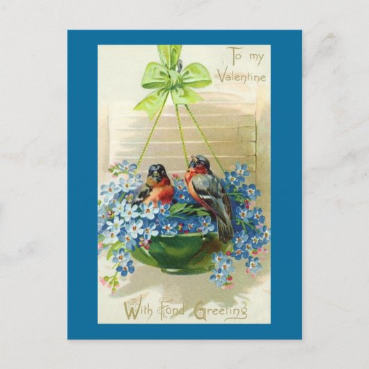 Naar mijn Valentijn vogels in bloemen Feestdagenkaart (Voorkant)