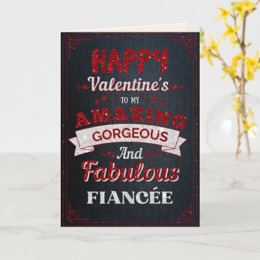 Naar mijn verbluffende verloofde Glitter Valentijn Kaart (Gele Bloem)