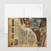 Naar mijn zoon Gift, Tiger Lovers, brief aan zoon  Aankondigingskaart (Voorkant / Achterkant)