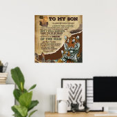 Naar mijn zoon Gift, Tiger Lovers, brief aan zoon  Poster (Thuiskantoor)