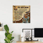 Naar mijn zoon Gift, Tiger Lovers, brief aan zoon  Poster (Thuiskantoor)
