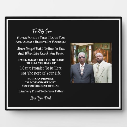 Naar mijn Zoon plaque Fotoplaat (Voorkant)