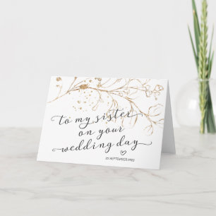 Naar mijn zuster Bride Wedding Day Gift Elegant Ca Kaart
