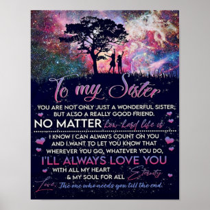 Naar mijn zuster Lady Girl Gift, zuster Birthday G Poster