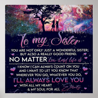 Naar mijn zuster Lady Girl Gift, zuster Birthday G Poster