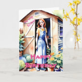 Naar mijn Zuster Schattige Tuinieren en Bloemen Ve Kaart (Gele Bloem)