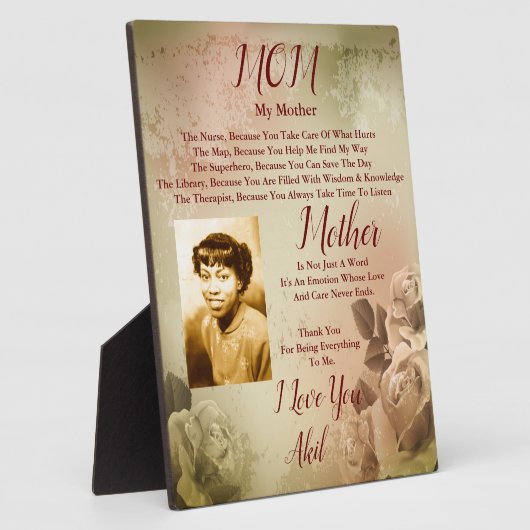 Naar moeder Plaque Fotoplaat (Zijkant)