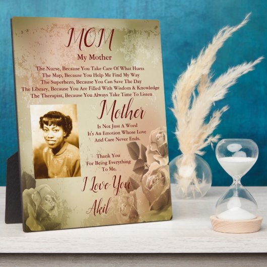 Naar moeder Plaque Fotoplaat (Zijkant)