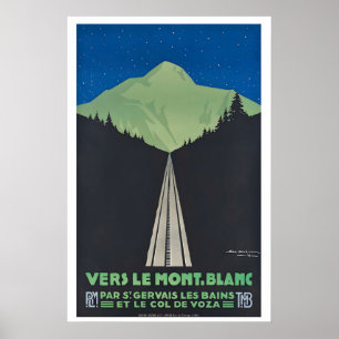 Naar Mont Blanc Vintage Reisposter - Ingelijst Poster