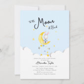 Naar Moon Back Rabbit Blue Heart Boy Baby shower Kaart (Voorkant)
