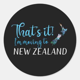 NAAR NIEUW-ZEELAND KIWI PAUA VERHUIZEN RONDE STICKER