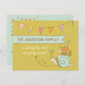 Naar nomad Cute Snail-bericht Aankondigingskaart (Voorkant / Achterkant)