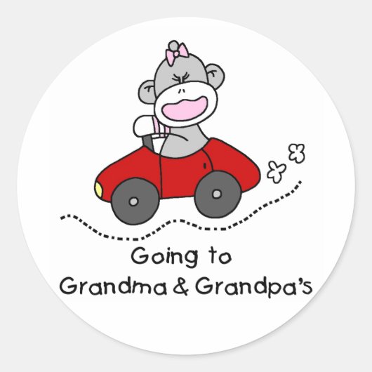 Naar oma en opa gaan ronde sticker (Voorkant)
