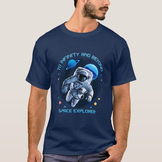 Naar oneindig en verder - Space Explorer T-Shirt (Voorkant)