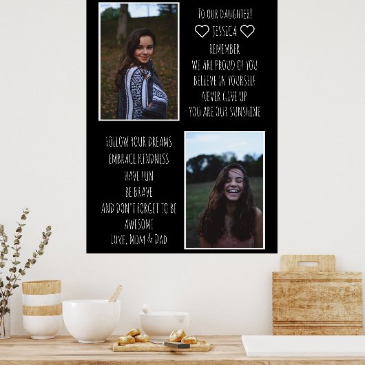 Naar onze dochter Bericht Fotocollage Poster (Keuken)