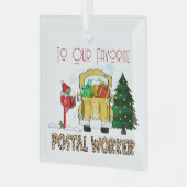 Naar onze favoriete postbezorger Kerst Glas Ornament (Voorkant links)
