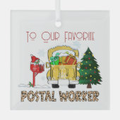 Naar onze favoriete postbezorger Kerst Glas Ornament (Voorkant)