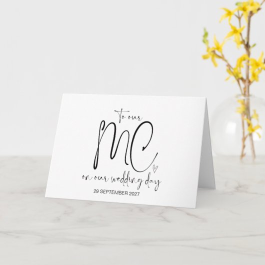 Naar onze MC op trouwdag Dank u bruid en bruidegom Kaart (Gele Bloem)