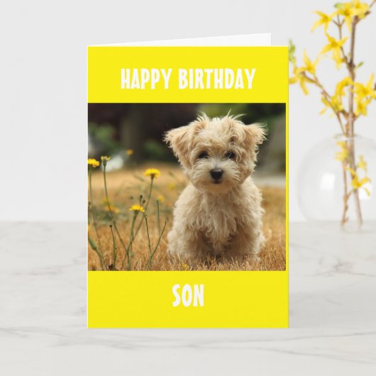 NAAR ONZE OF MIJN ZOON OP JE VERJAARDAG! KAART (Gele Bloem)