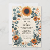 Naar Planten rustieke tuin groen zonnebloem bruilo Kaart (Voorkant)