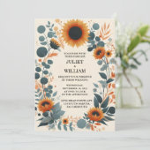 Naar Planten rustieke tuin groen zonnebloem bruilo Kaart (Staand voorkant)