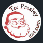 NAAR PRESLEY VAN SANTA CHRISTMAS CADEAULABELS RONDE STICKER<br><div class="desc">NAAR PRESLEY VAN SANTA CHRISTMAS CADEAULABELS</div>