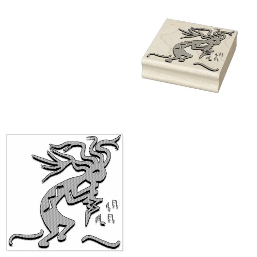 Naar rechts gericht Merrymaker Kokopelli Artwork Rubberstempel (Gestempeld)