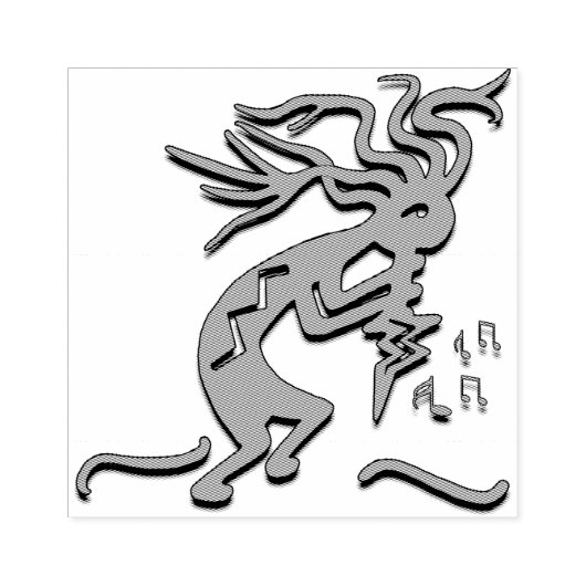 Naar rechts gericht Merrymaker Kokopelli Artwork Rubberstempel (Afrduk)