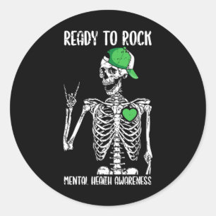 Naar Rock Mental Health Awareness Skelet Rock Hand Ronde Sticker