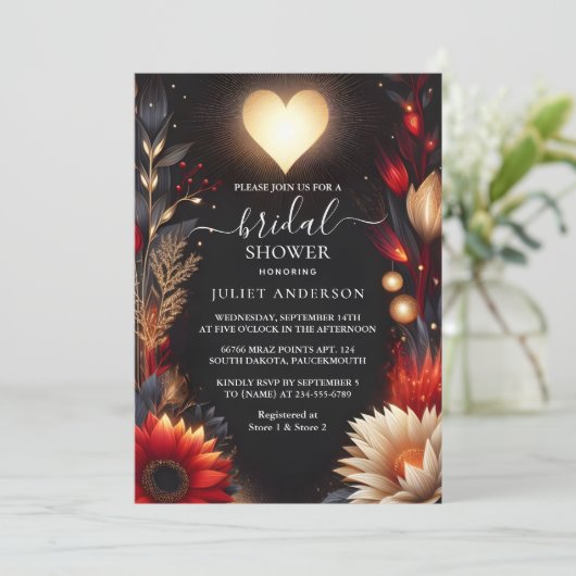 Naar Ruby Claret Wit Hart Rood Zwart Vrijgezellenf Kaart (Staand voorkant)