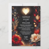 Naar Ruby Dikke Claret Wit Hart Rood Zwart Bruilof Kaart (Voorkant)