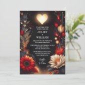 Naar Ruby Dikke Claret Wit Hart Rood Zwart Bruilof Kaart (Staand voorkant)