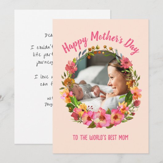 "Naar 's werelds beste moeder" Moederdag Kaart (Voorkant / Achterkant)