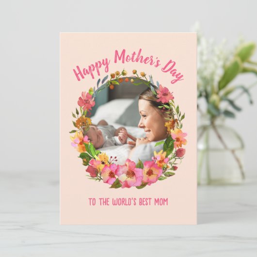 "Naar 's werelds beste moeder" Moederdag Kaart (Staand voorkant)