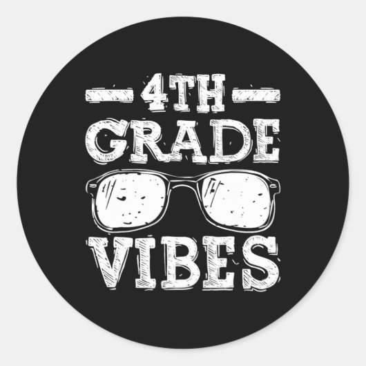 Naar school 4e klas Vibes 1 Ronde Sticker (Voorkant)
